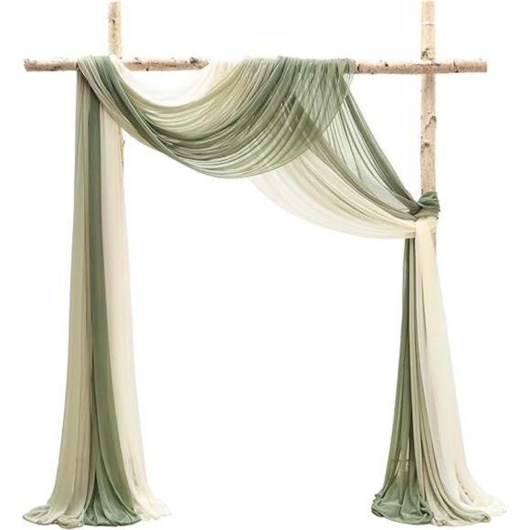 Wedding Arch Draping Fabric 3 Panels 20Ft Chiffon Fabric Drapes Arbor Draper - Picture 5 of 5